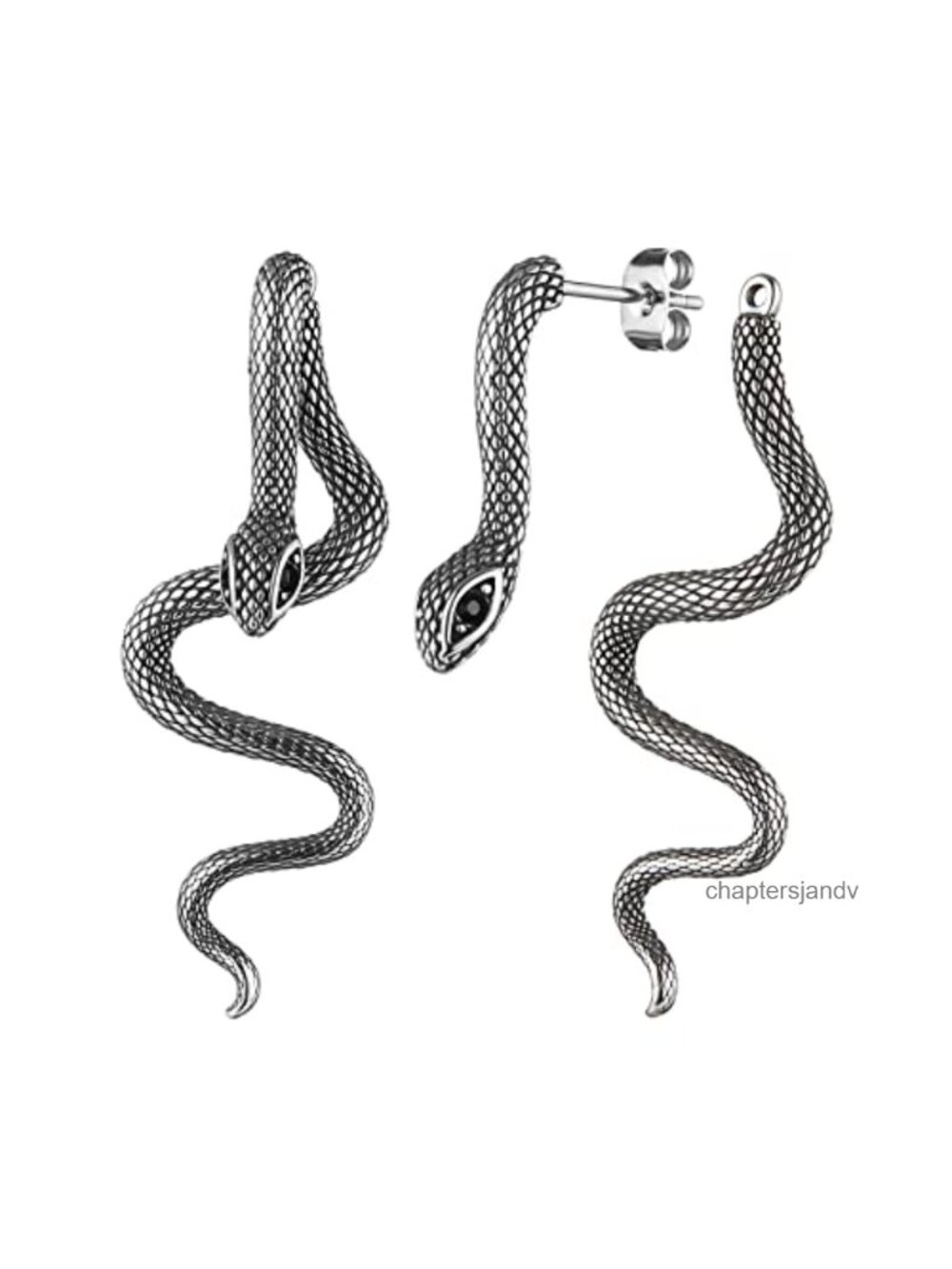 Gothic Snake Stud Earrings Stainless Steel Hypoallergenic Waterproof Punk
